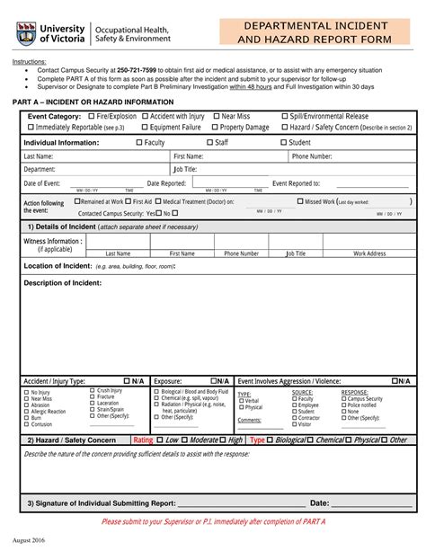 hazard incident report form sample